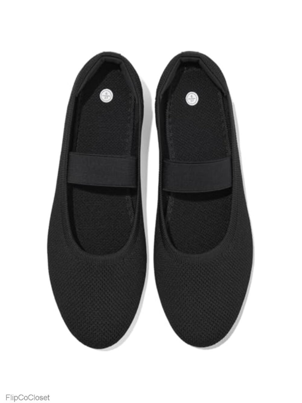 Women's Knit Ballet Mary Jane Flats Memory Foam Elastic Strap Washable